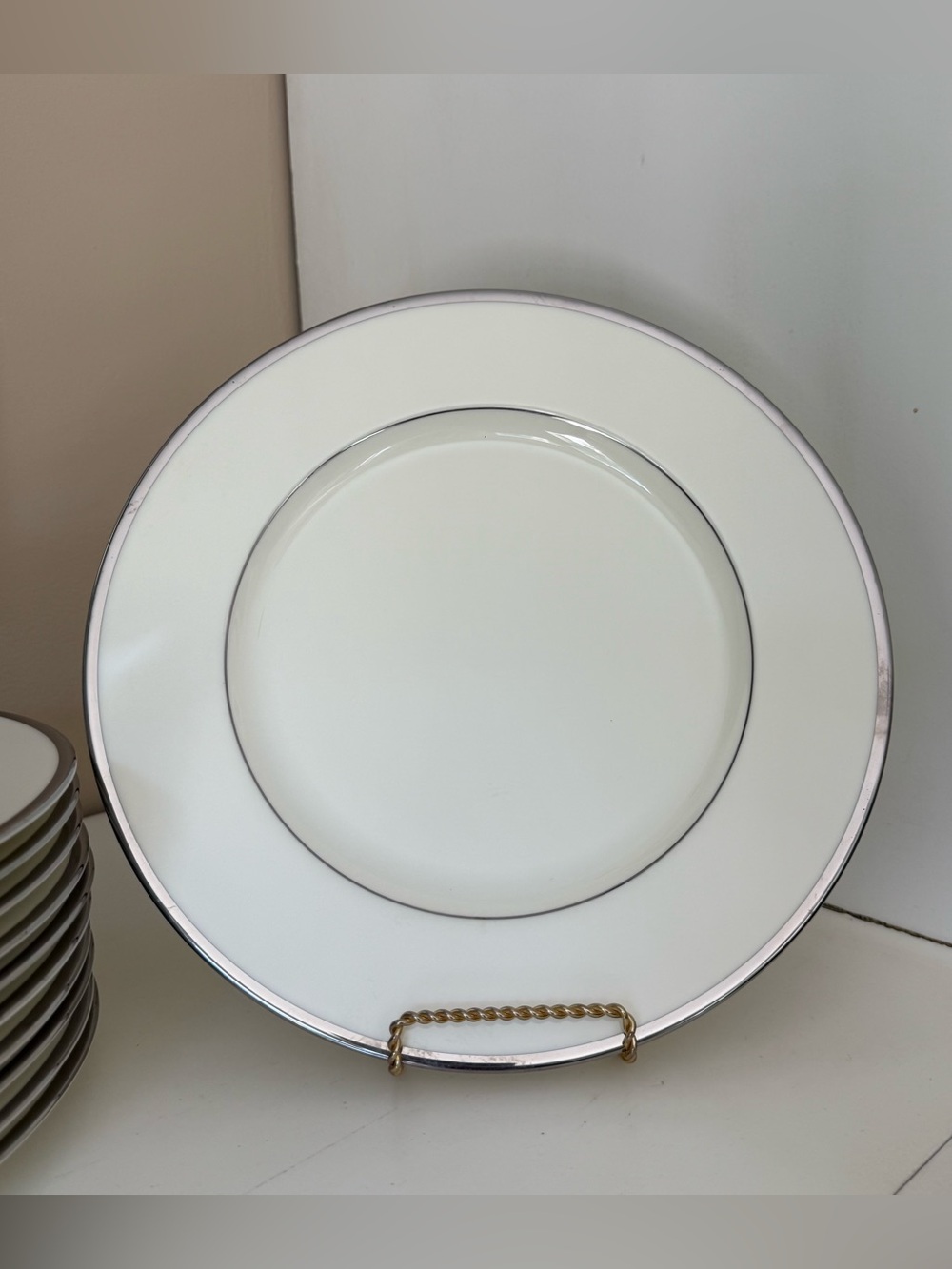 Noritake Paris 9727 Dinner Plate 10.75” Bone China Platinum Japan